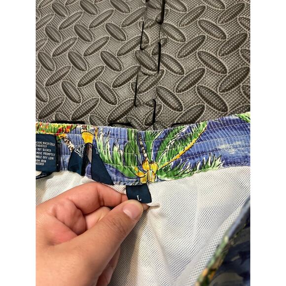 Vintage‎ Polo Ralph Lauren Mens L Swim Trunks Board Shorts Palm Tree Beach - Picture 4 of 9